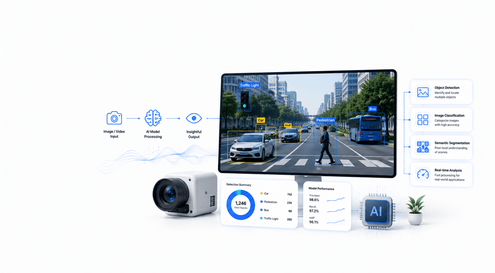 Computer vision development — object detection, defect inspection, and video analytics