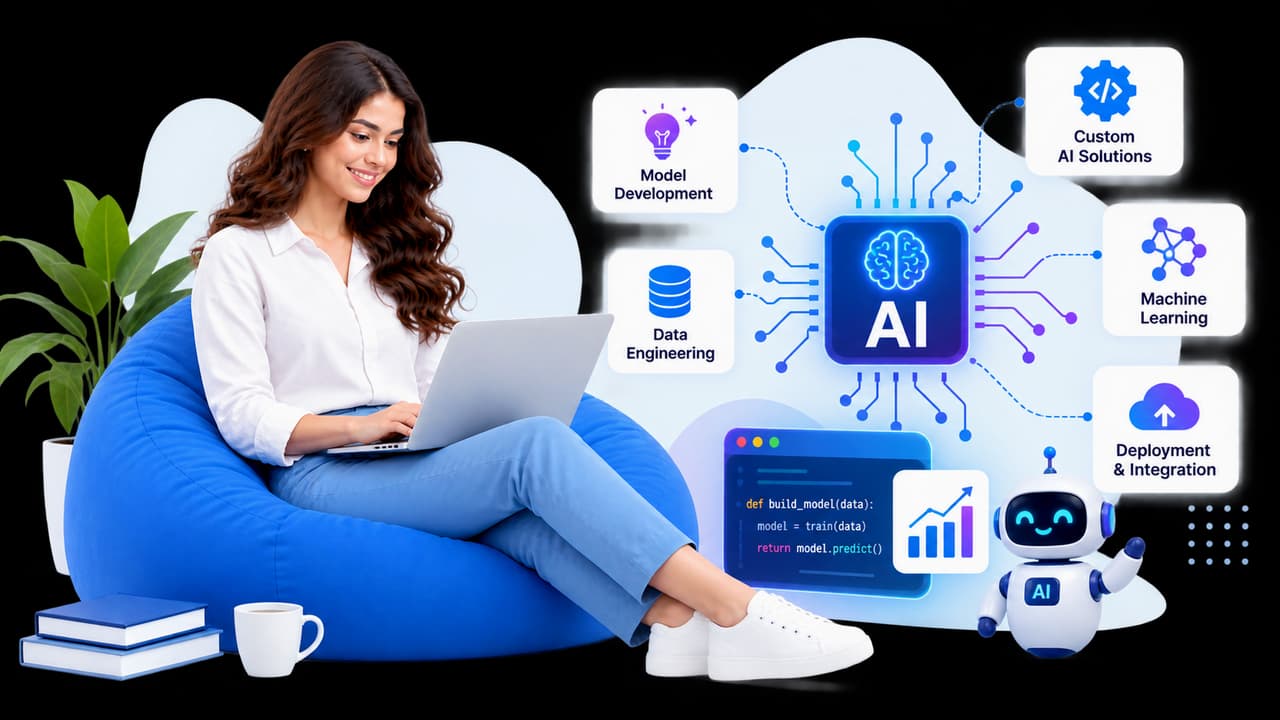 Engineers working on custom AI model development and MLOps pipeline